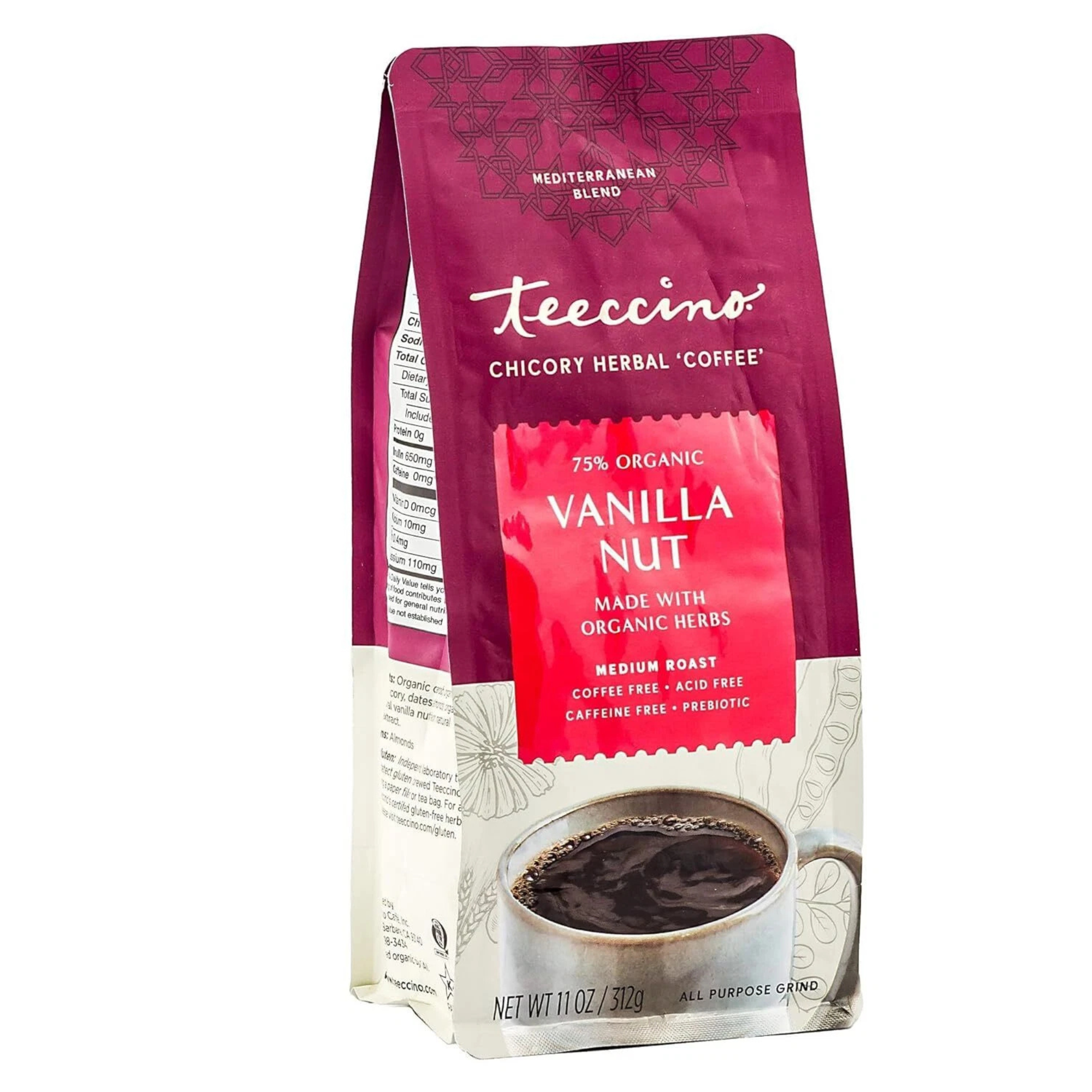 Teeccino Mediterranean Herbal Coffee – Vanilla Nut, 11 oz