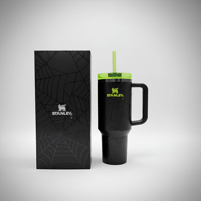 Stanley Halloween 40 oz H2.0 Flow state Tumbler Web Black NEW Glow In The Dark