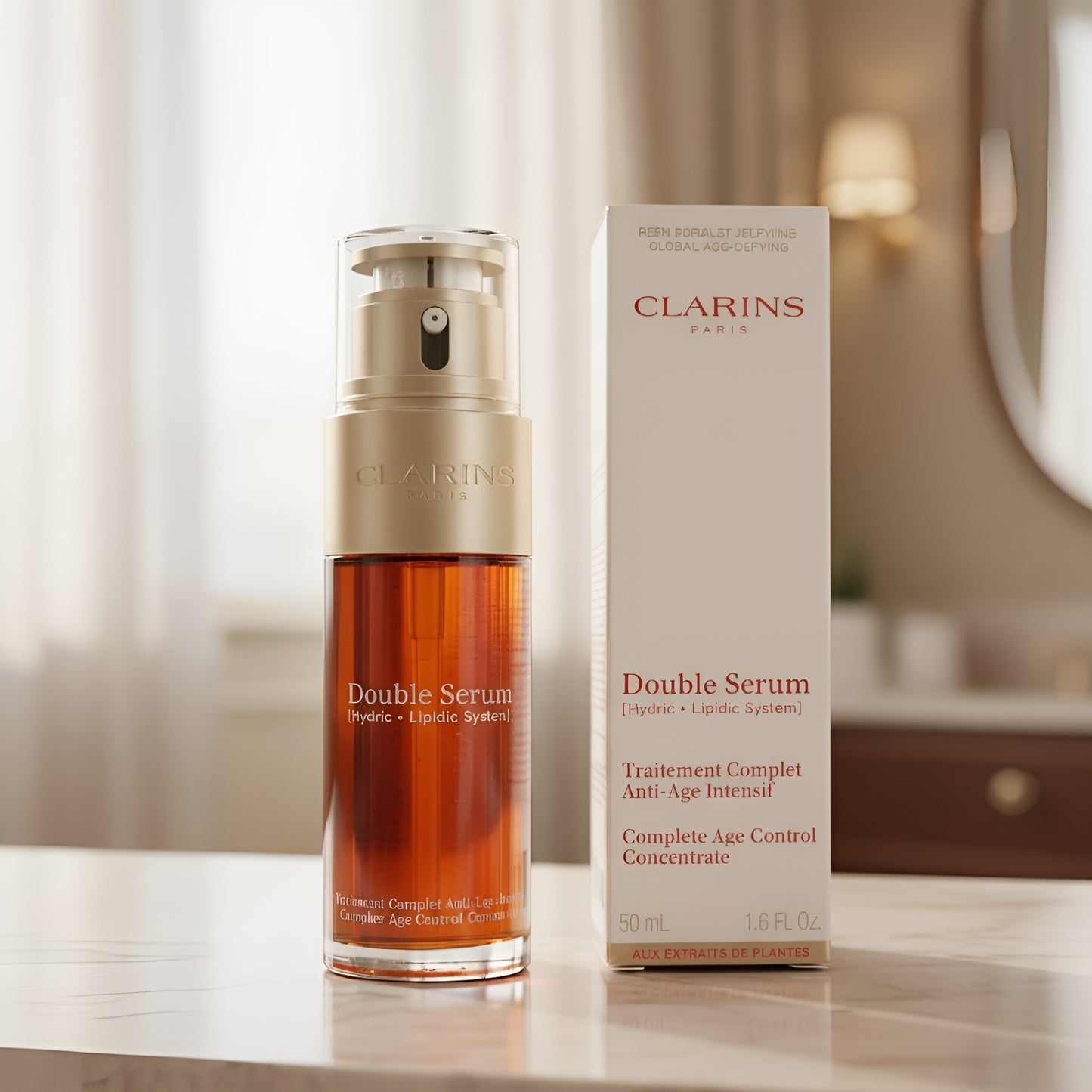 Clarins Double Serum Complete Age Defying Concentrate 1.6oz Hydric + Lipidic