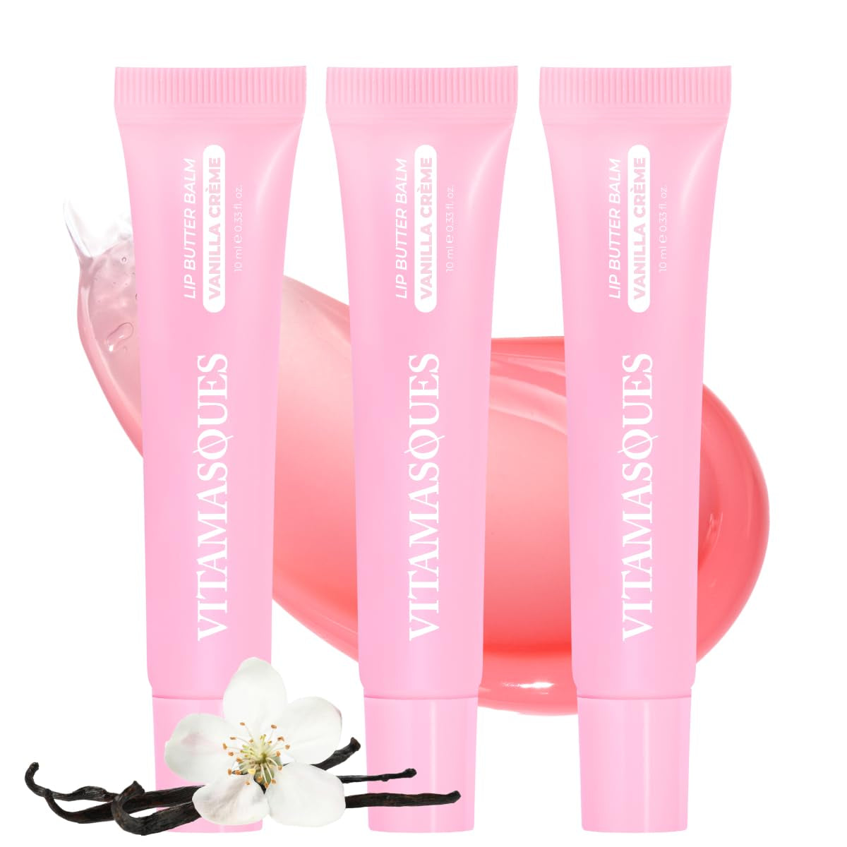 Vitamasques Lip Butter Balm Vanilla Creme, Korean Lip Balm - Peptide Lip Treatment - Lip Balm Hydrating - Light Tinted Lip Balm - Made in Korea - 0.33 Fl.Oz