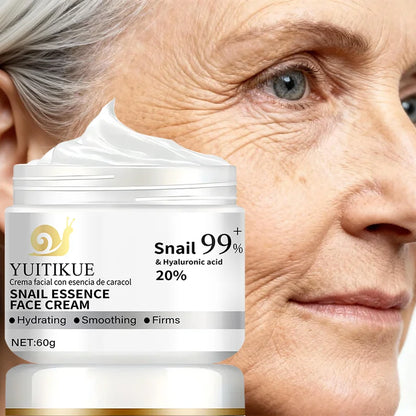 Snail Essence Facial Cream with 99% Snail and 20% Hyaluronic Acid Deeply Moisturizes, Smooths, and Firms