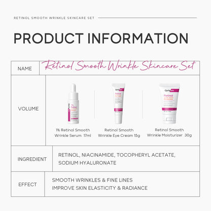 QUIYUM Retinol Smooth Wrinkle Skincare Set · For All Skin Types · Smooth Wrinkles & Fine Lines Improve Skin Elasticity & Radianc