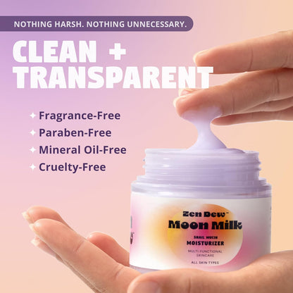 Moon Milk Snail Mucin Moisturizer Gel Cream (3.52 Oz) Korean Snail Mucin Serum Cream That Replenishes Moisture & Leaves Skin Brighter, Plumper, Soothed & Smooth
